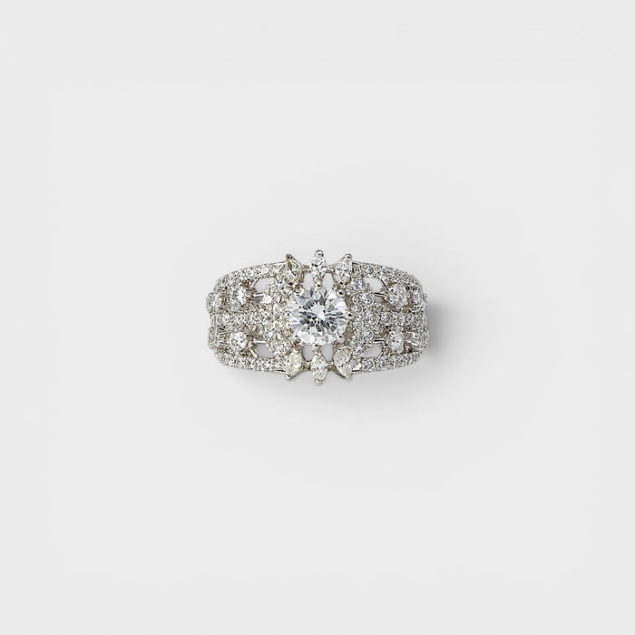 Crystal Starburst Wide Ring - Monis Anas Jewellers