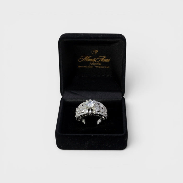 Crystal Starburst Wide Ring - Monis Anas Jewellers