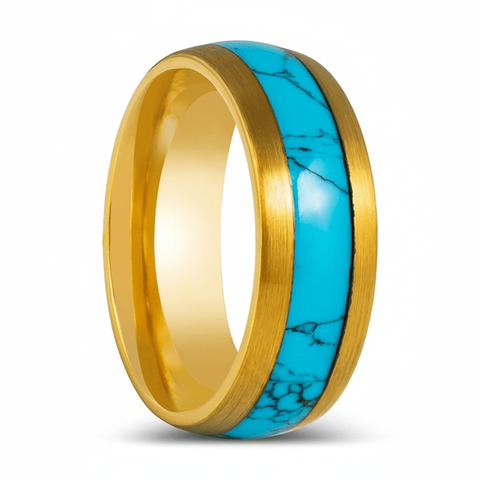 CYANITE — Hero product shot — men's tungsten wedding ring.