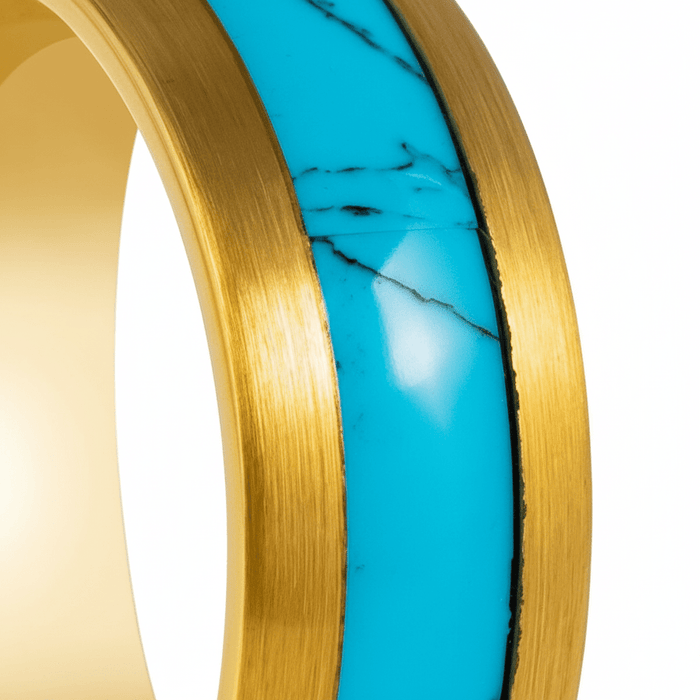CYANITE — Extreme macro detail — men's tungsten wedding ring.