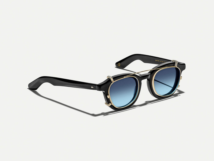 #color_denim blue | The DAHVEN CLIP in Gold with Denim Blue Tinted Lenses