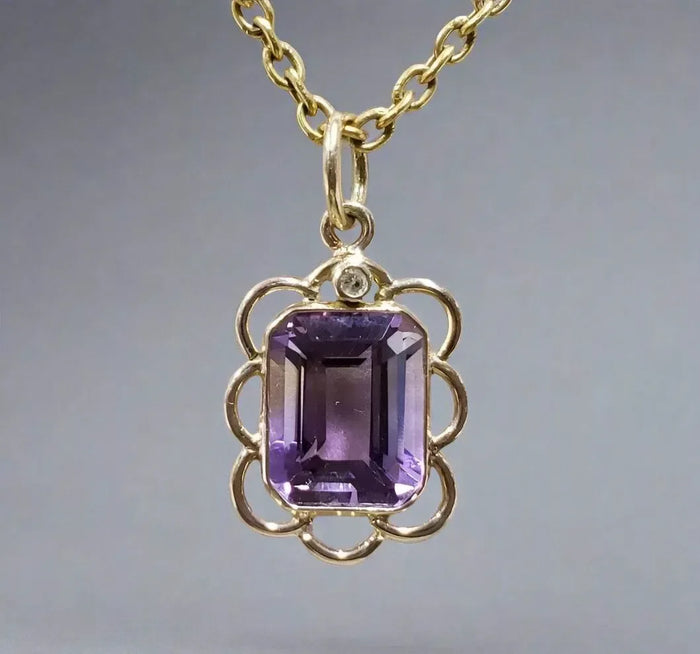 Dainty 14k Gold Ametrine and Diamond Pendant - K Jewelry Accessories