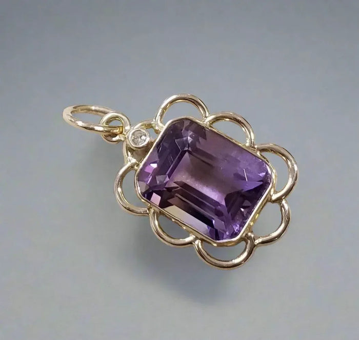 Dainty 14k Gold Ametrine and Diamond Pendant - K Jewelry Accessories