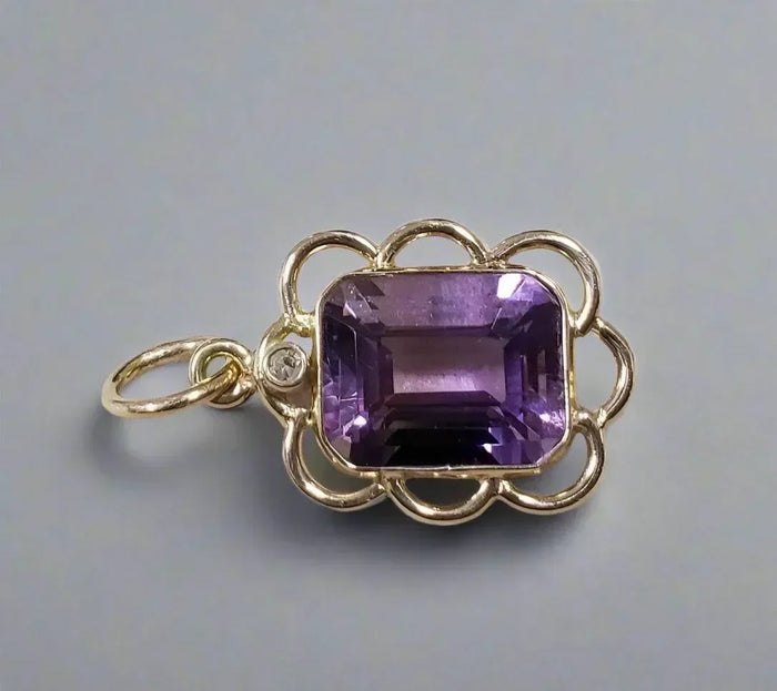 Dainty 14k Gold Ametrine and Diamond Pendant - K Jewelry Accessories