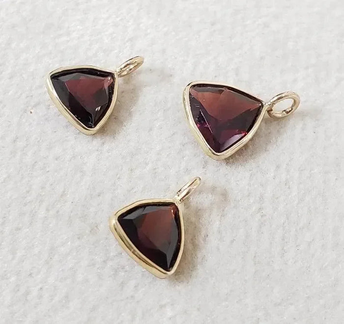 Dainty 14k Mozambique Garnet Gold Charm - K Jewelry Accessories