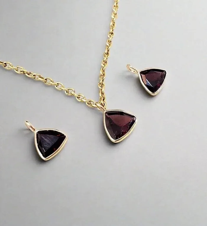 Dainty 14k Mozambique Garnet Gold Charm - K Jewelry Accessories
