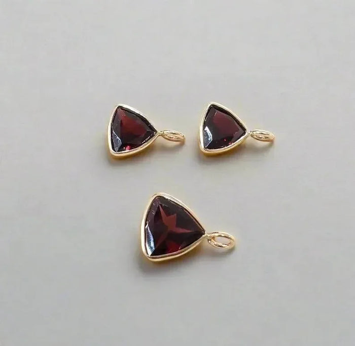 Dainty 14k Mozambique Garnet Gold Charm - K Jewelry Accessories