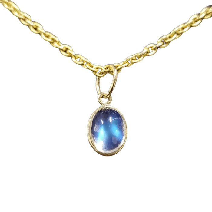 Dainty 14k Oval Rainbow moonstone gold Charm - K Jewelry Accessories