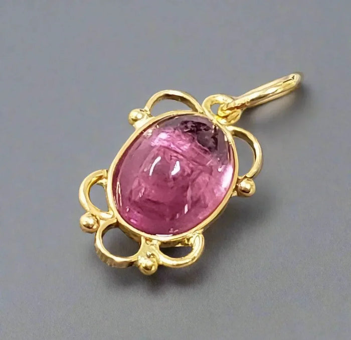 Dainty 18k Rubellite Tourmaline Gold Pendant - K Jewelry Accessories