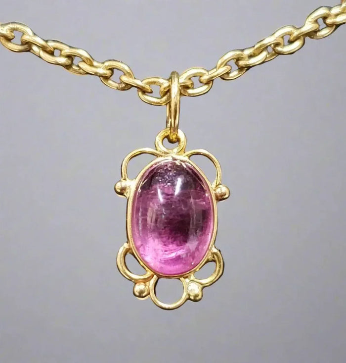 Dainty 18k Rubellite Tourmaline Gold Pendant - K Jewelry Accessories