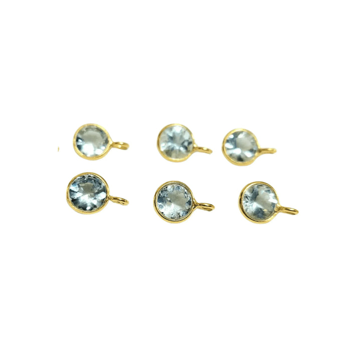 Dainty Gold Vermeil Aquamarine Charm Pendant - K Jewelry Accessories