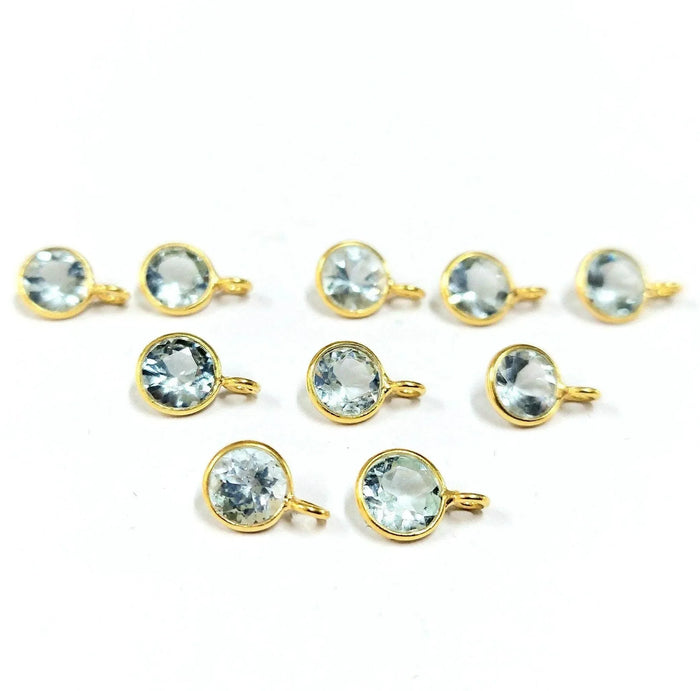 Dainty Gold Vermeil Aquamarine Charm Pendant - K Jewelry Accessories