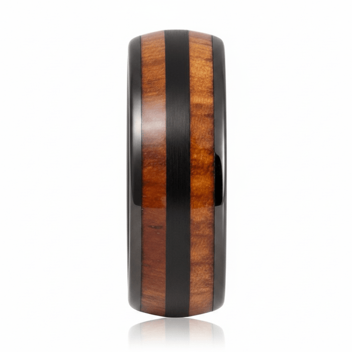 DAPPER — Front-facing straight-on view — men's tungsten wedding ring.