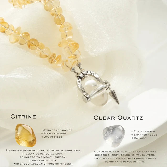 Dawn Citrine & Clear Quartz Necklace