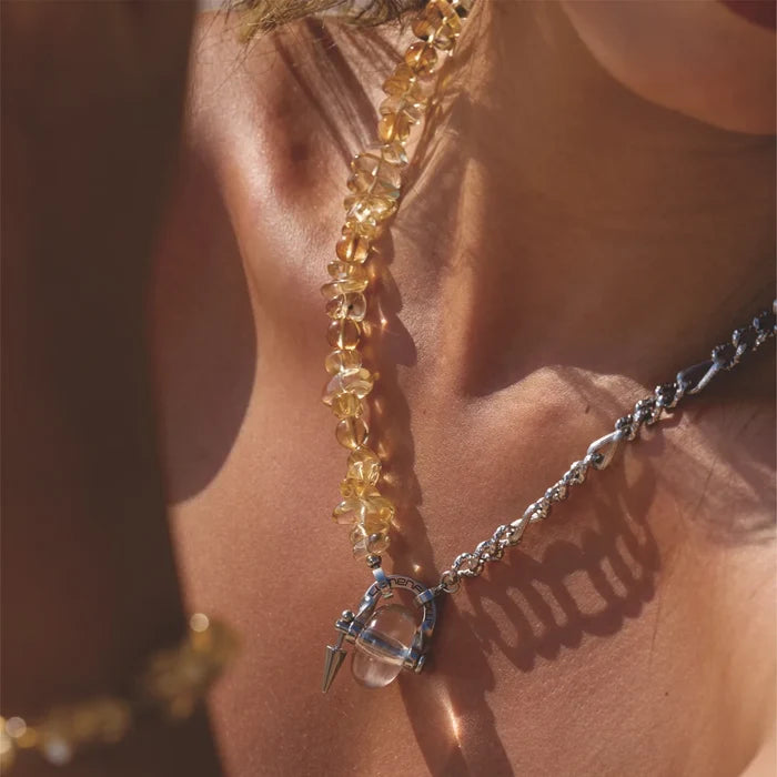 Dawn Citrine & Clear Quartz Necklace