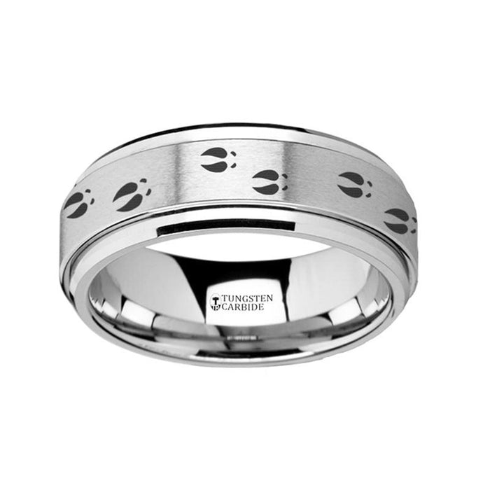 Deer Tracks Engraved Spinning Tungsten Wedding Ban Tungsten Carbide men's wedding band, image 1