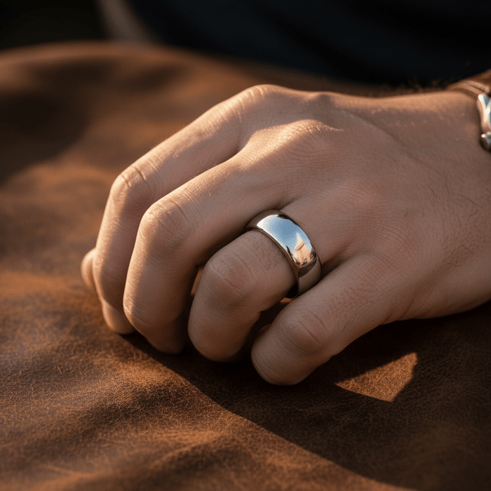 DEFENDER - lifestyle on hand - men's tungsten carbide wedding ring | Aydins Jewelry