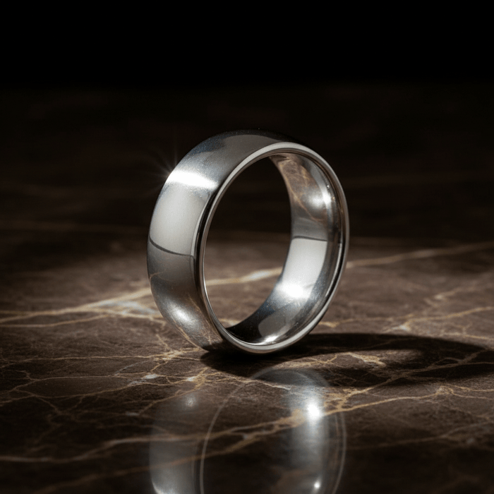 DEFENDER - detail view - men's tungsten carbide wedding ring | Aydins Jewelry