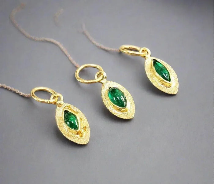 Designer 18k Gold Zambian Emerald Pendant - K Jewelry Accessories