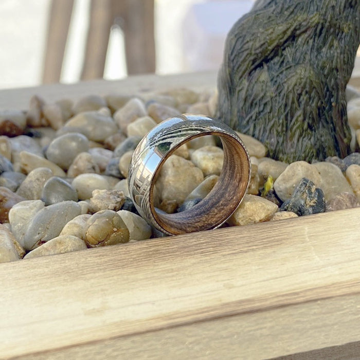 DEVATT | Zebra Wood, Silver Damascus Steel, Domed - Rings - Aydins Jewelry - 7