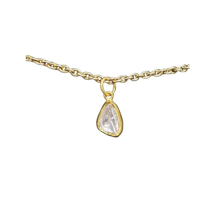 Diamond Polki Gold Pendant | Handmade Uncut Diamond Necklace - K Jewelry Accessories