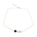 Diffuser Necklace Lava Stone Howlite Rose Quartz Gold Tone Adjustable Chain