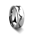 Dinosaur Teradactyl Print Engraved Flat Tungsten W Tungsten Carbide men's wedding band, image 1