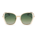 diff eyewear featuring the donna iii square sunglasses with a gold frame and cool matcha gradient polarized lenses front view