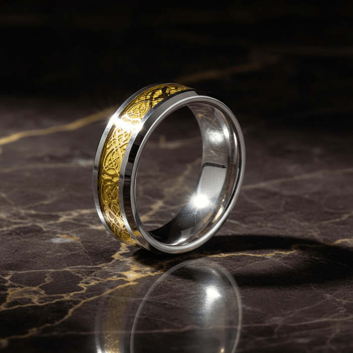 DRAKEN — detail view — men's tungsten carbide wedding ring | Aydins Jewelry
