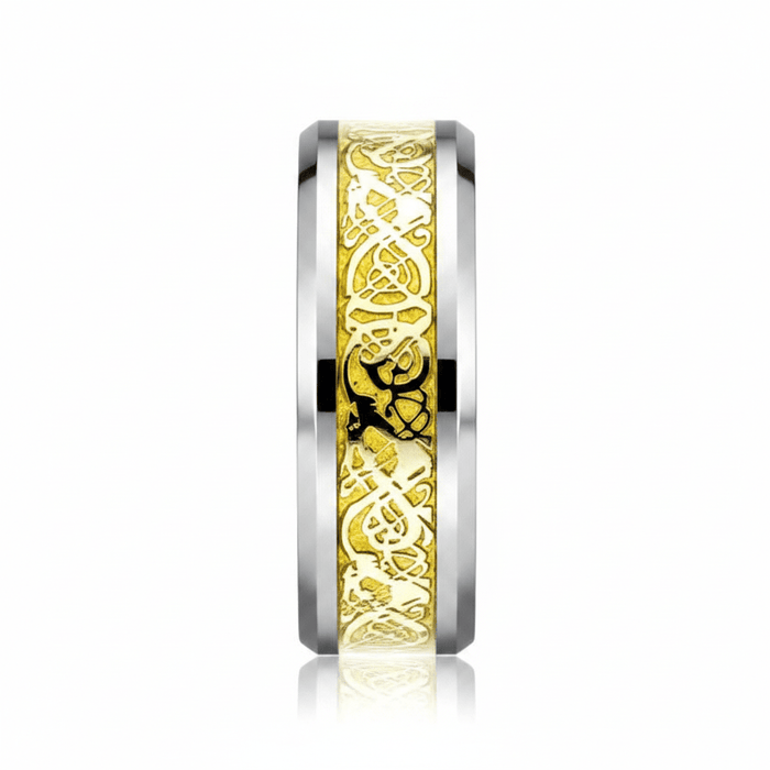 DRAKEN — angled view — men's tungsten carbide wedding ring | Aydins Jewelry
