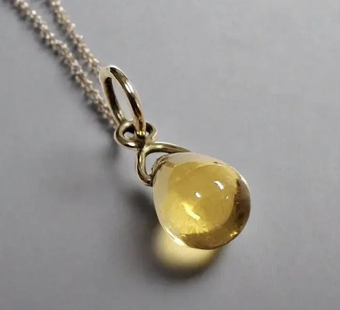 Drilled 14k Gold Citrine Pendant - K Jewelry Accessories