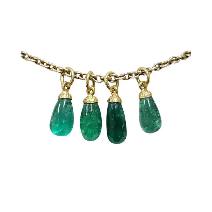 Drilled 18k Gold Emerald Charm • Natural Green Emerald Drop Bead Pendant - K Jewelry Accessories