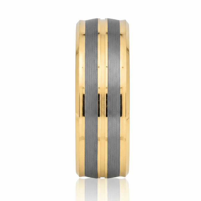 DUNCE — angled view — men's tungsten carbide wedding ring | Aydins Jewelry