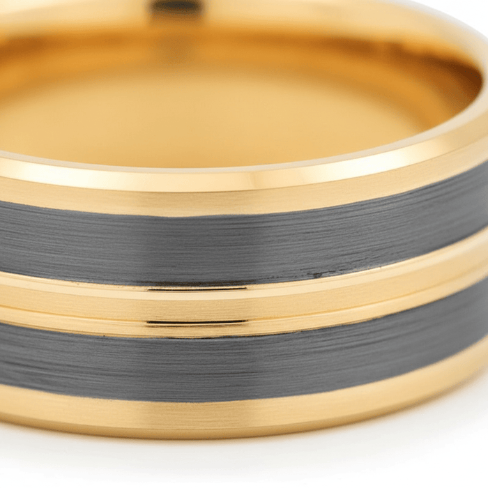 DUNCE — close-up detail — men's tungsten carbide wedding ring | Aydins Jewelry