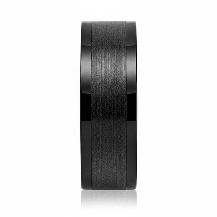 DUSKORA — angled view — men's tungsten carbide wedding ring | Aydins Jewelry