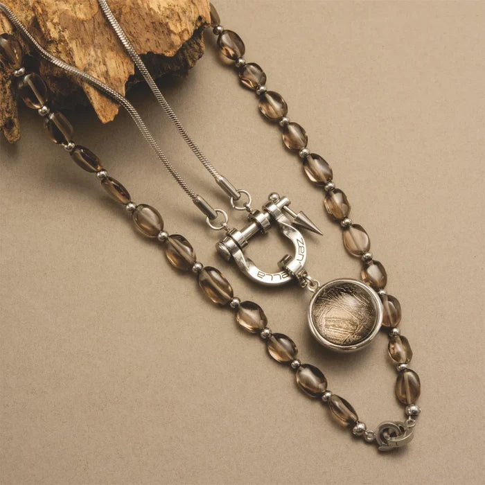 Eclipse Smoky Quartz & Meteorite Necklace