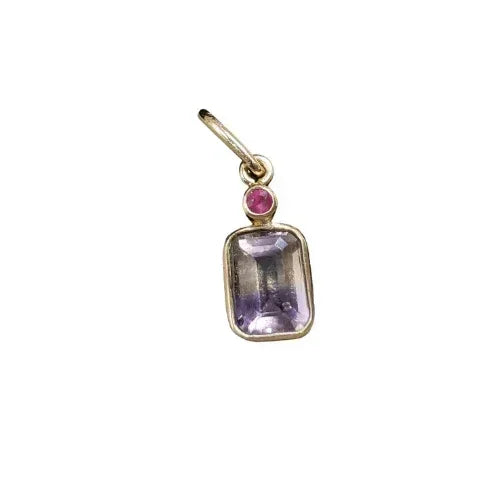 Elegant 14k Gold Ametrine and Ruby Pendant - K Jewelry Accessories