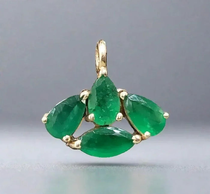 Elegant 14k Zambian Gold Emerald Charm Pendant - K Jewelry Accessories