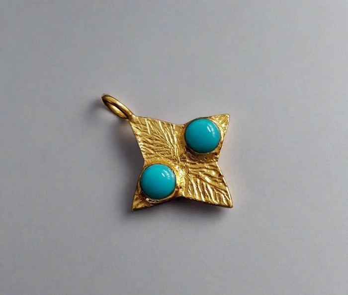 Elegant Gold Vermeil Designer Turquoise Charm - K Jewelry Accessories