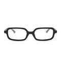aspyn ovard x diff eyewear featuring the elle rectangle prescription glasses with a black frame front view