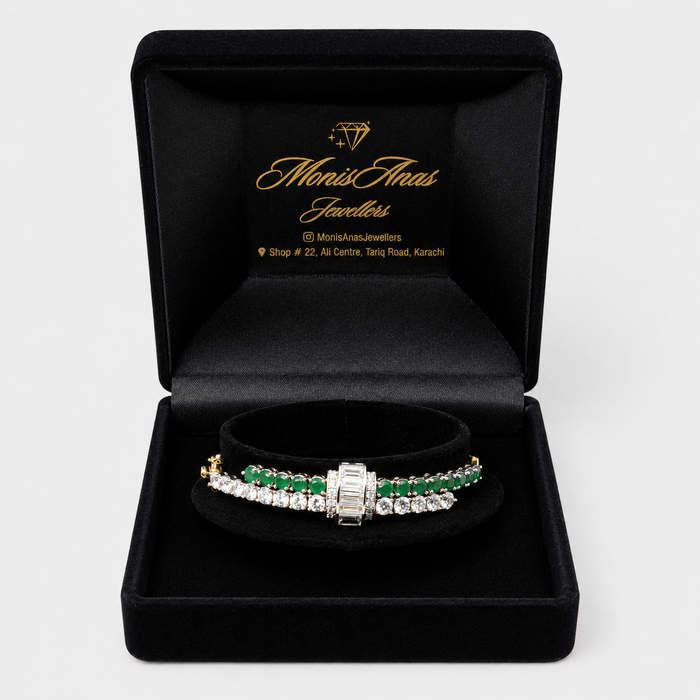 Emerald Arc Bangle - Monis Anas Jewellers