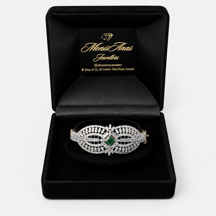 Emerald Crown Bangle - Monis Anas Jewellers