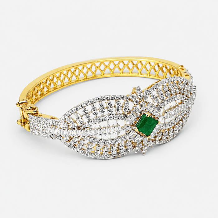 Emerald Crown Bangle - Monis Anas Jewellers