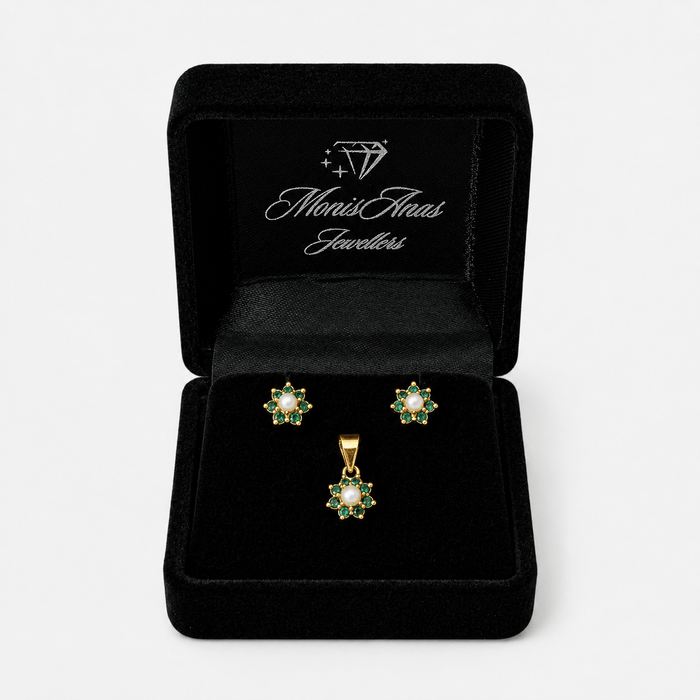 Emerald Daisy Mini Set - Monis Anas Jewellers