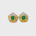 Emerald Floral Stud Earrings - Monis Anas Jewellers
