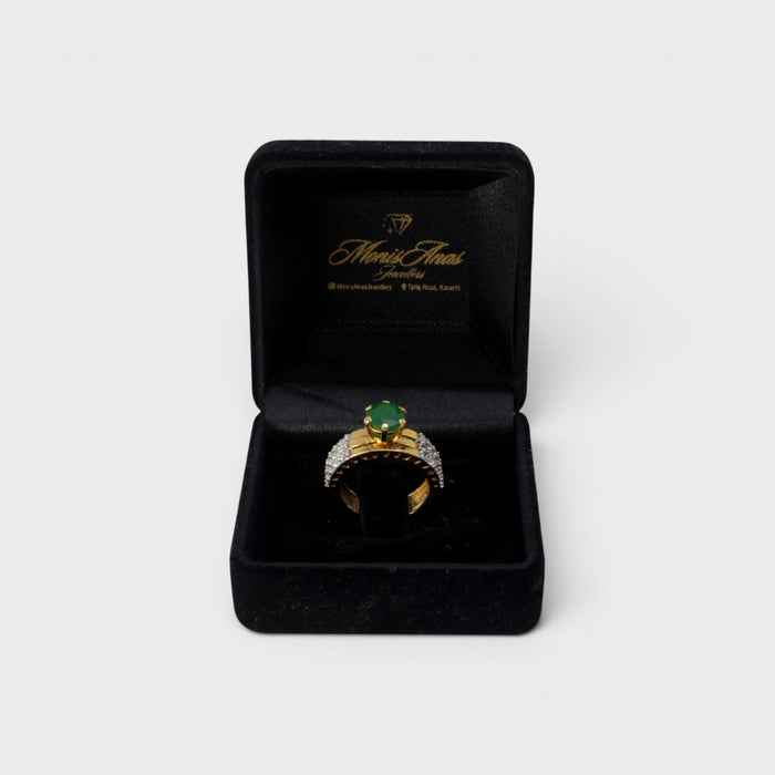 Emerald Gold Stack Ring - Monis Anas Jewellers