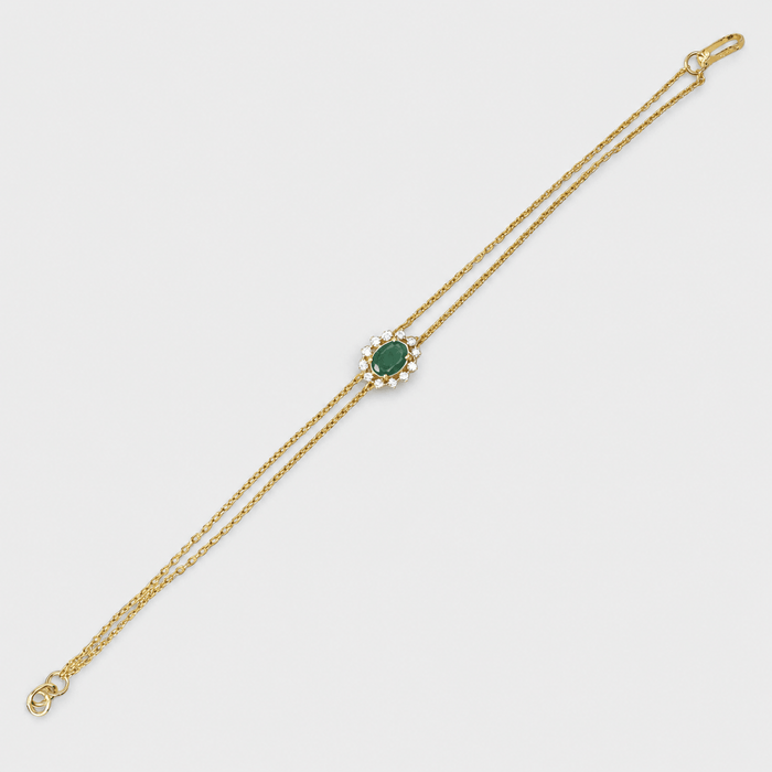 Emerald green halo bracelet in 925 sterling silver – Monis Anas Jewellers, Karachi