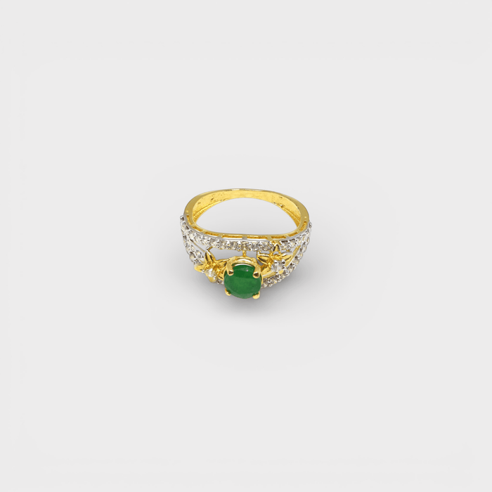 Emerald Lotus Solitaire Ring - Monis Anas Jewellers