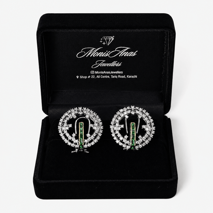 Emerald Orbit Studs - Monis Anas Jewellers
