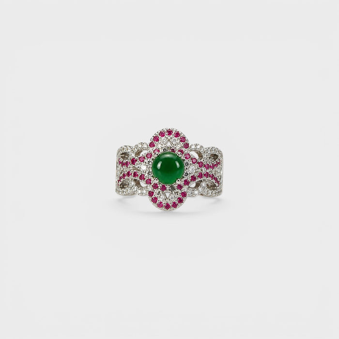 Emerald Ruby Lace Ring - Monis Anas Jewellers
